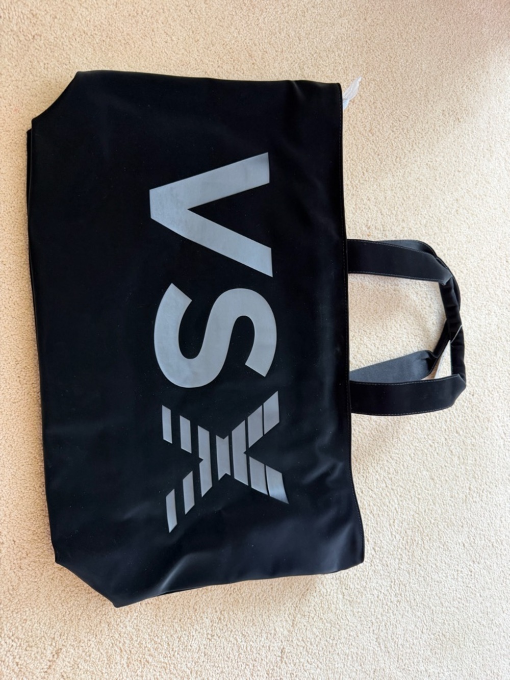 Victoria's Secret Black Tote Travel Bag with Gray Logo